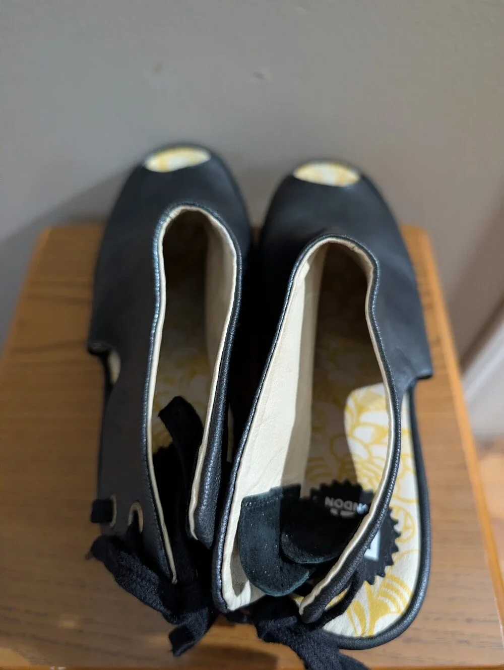 Fly London Leather Black Wedge Sandals, Size:42/10.5-11